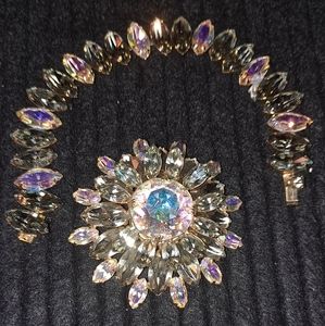 Unsigned Weiss Brooch and Bracelet